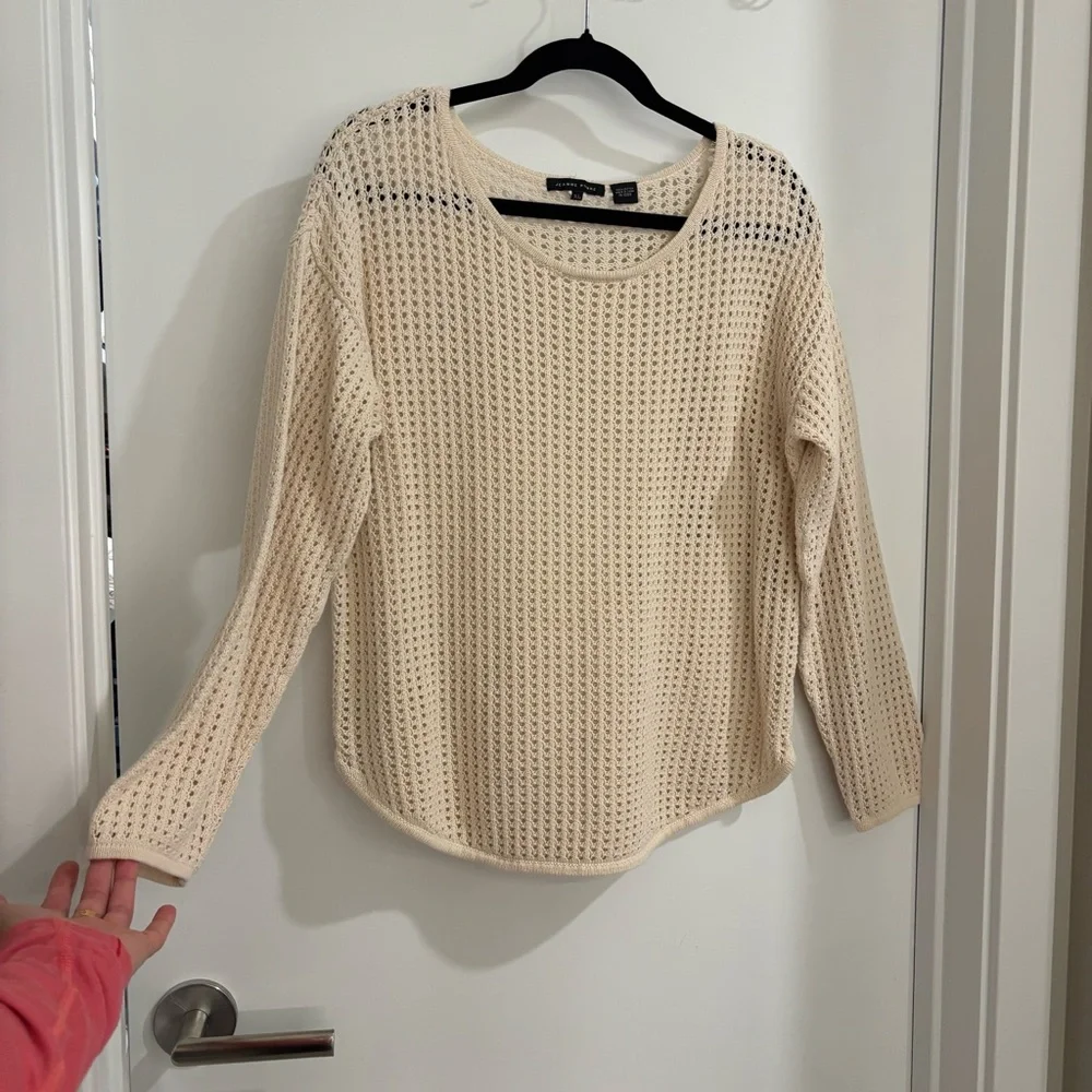 Cream Jeanne Pierre cotton knit sweater - Picture 1 of 2